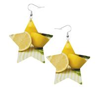 Yellow Lemon - Orecchini da donna alla moda, orecchini pendenti celesti, gioielli a forma di stella per un versatile, One Size, Pelle