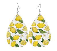 (Yellow Lemons) Orecchini Da Donna Leggera Orecchino In Pelle Stampato Orecchini Per Decorazioni Feste