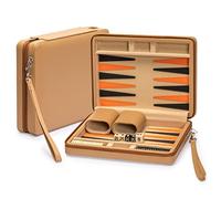 Yellow Mountain Imports, Mini Backgammon da Viaggio "Bozcaada", Pedine Magnetiche e Tabellone da 23,5 cm con Elegante Custodia in Ecopelle, Gioco da Tavolo di Strategia Classico