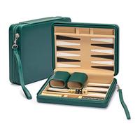 Yellow Mountain Imports Mini Backgammon da Viaggio, Izmir - Pedine magnetiche e tabellone da 23,5 cm in Elegante Custodia in Ecopelle - Classico Gioco da Tavolo di strategia