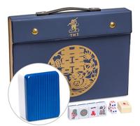 Yellow Mountain Imports "Royal Azure Chinese Mahjong Set with 146 Medium Tiles And Blue Vinyl Case - for Chinese Style Gameplay Only [「皇天藍」中國麻將]
