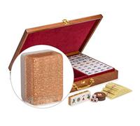 Yellow Mountain Imports Set classico di Mahjong cinese, Oro Champagne - con 148 tessere di dimensioni medie e un astuccio in legno - Per giocare nello stile cinese