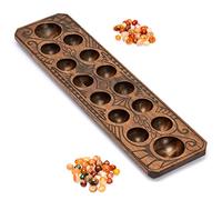 Yellow Mountain Imports Set Mancala con Tavola in Legno Massello da 44 Centimetri e Pezzi da Gioco in Ciottoli di Quarzo - Realizzato