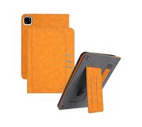 (Yellow, Multicolor) For iPad Pro 11 (2024) Wallet Case Auto Wake Sleep Leather Flip Tablet Cover Cowhide Texture - Black
