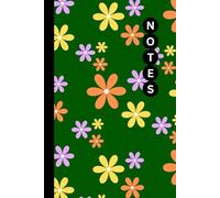Yellow, Orange and Lavender Florals in Dark Green Notebook