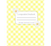 Yellow Plaid Daisy Composition Notebook - Wide Ruled, 100 Pages | Cute Floral School Notebook for Girls, Teens & Women | Softcover Journal for ... Students or Teachers | Gift Idea for Girls