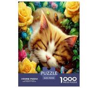 Yellow Rose Cat 1000 Pezzi Puzzle Classici Per Adulti E Bambini A Partire Da 12 Anni Giochi Del Cervello Perfetto Per Appassionati Di Esperti - Decorazione Della Casa 70x50cm/1000pcs