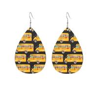 Yellow School Bus Orecchini Stampato Orecchini In Pelle Divertenti Orecchino In Pelle Per Cosplay Carnevale Donne