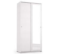 Yellow shop - Armadio 2 ante scorrevoli 2 ripiani L90xP45xH195 cm SLIDE Bianco o Bianco-Rovere texture 3d / specchio (Bianco)