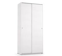 Yellow shop - Armadio SLIDE Guardaroba con 2 Ante Scorrevoli e 2 ripiani - Design Moderno, Salvaspazio - Colore Bianco Opaco - L90xP45xH195 cm