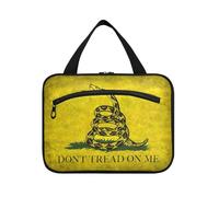 Yellow Snake Don't Tread on Me Flag Hanging Toiletry Bag Hanging Travel with Hook, Designer Portable Travel Bag Toiletry for Travelers Trip Bolsa para guardar maquillaje L