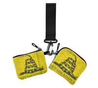 Yellow Snake Don't Tread on Me - Portafogli da donna, con doppio cinturino da polso, con cerniera, rimovibile, con tasca con cerniera, per donne, 2 pezzi, Bandiera gialla con serpente "Don't Tread On