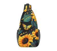 Yellow Sunflower Butterfly Zainetto Tracolla Versatile Sacchetto Del Petto Portatile Borsa A Spalla Per Allenamento Esterna Jogging