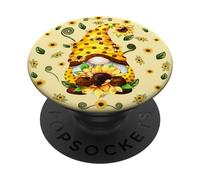 Yellow Sunflower Gnome For Garden Mom Cute Summer Pattern PopSockets PopGrip Adesivo