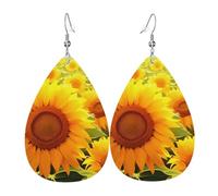 (Yellow Sunflower) Orecchini Stampato Pendenti Moda Orecchini In Pelle Per Festa Della Mamma Feste