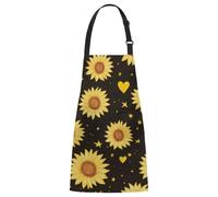 Yellow Sunflowers Stars Hearts Grembiule Impermeabile Grembiuli Antimacchia Grembiule Cucina per Cuoco Ristorante Bar 70X84cm