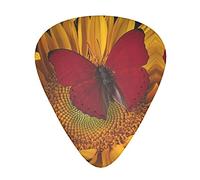Yellow Sunflowers with Red Butterfly Plettro per chitarra avanzato 12 pezzi Tre spessori per basso, chitarra elettrica, borsa per chitarra acustica