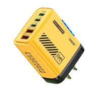 Yellow USB Charger - 5-Port Wall Plug Station Charger | 40W -style Smart Çharger With LED Light, USB Wall Ćharger, Compact Adapter Brick Outlet For Travel Indoor Living Room Outdoor Office Home