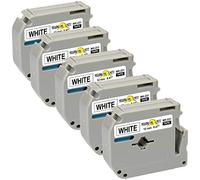 Yellow Yeti 5 Cassette M K231 MK231 MK-231BZ nero su bianco 12mm x 8m Nastri compatibili per Etichettatrici Brother P-Touch BB-4 PT-45 PT-55 PT-65 PT-70 PT-75 PT-80 PT-85 PT-90 PT-M95 PT-100 PT-110