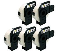 Yellow Yeti 5 Rotoli DK-11204 Etichette adesive 17 x 54mm compatibili per Brother P-Touch QL-500 QL-570 QL-700 QL-710W QL-720NW QL-800 QL-810W QL-820NWB QL-1100 QL-1110NWB | 400 Etichette/Rotolo