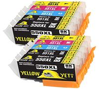 Yellow Yeti Sostituzione per Canon PGI-550XL CLI-551XL 10 Cartucce d'Inchiostro compatibili con Canon Pixma iP7250 MX925 MG6350 MG5450 MG5550 MG5650 MG6450 MG6650 MG7150 MG7750 iX6850 iP8750 MX725