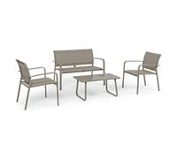 Yellowshop - ARENT Set salotto giardino terrazzo esterno in acciaio tavolino top in vetro 4 posti disponibile nel colore Antracite, Bianco e Tortora (Tortora)