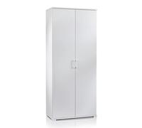 Yellowshop - Armadio mobile 2 ante 4 ripiani L90xP45xH195 cm COMPOS Bianco Rovere o Cemento texture 3d (Bianco)