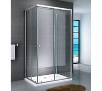 Yellowshop - Box doccia a 3 lati cabina cristallo 6 mm rettangolare quadrato 70 80 90 100 120 (cm 70 x 100 x 70, Cristallo 6mm Trasparente)