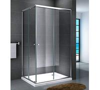 Yellowshop - Box Doccia Angolare 70 80 90 100 120 Cabina Bagno In Cristallo 6 MM Rettangolare Quadrato Curvo Serie Smart (Cm 80 x 100 Rettangolare, Cristallo 6mm Trasparente)
