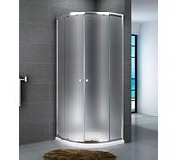Yellowshop - Box Doccia Angolare 70 80 90 100 120 Cabina Bagno In Cristallo 6 MM Rettangolare Quadrato Curvo Serie Smart (Cm 90 x 90 Curvo Semicircolare, Cristallo 6mm Puntinato Opaco)