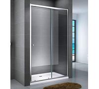 Yellowshop - Box Doccia Porta Nicchia Bagno Cm 100, 120, 140, 160 Anta Scorrevole Struttura Alluminio Anodizzato, Altezza Cm 190 Serie Smart (Cm 140, Cristallo 6mm Trasparente)