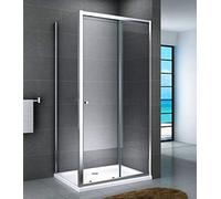 Yellowshop - Box Doccia porta scorrevole e laterale fisso cristallo 6 mm puntinato opaco o trasparente Cm 100, 120, 140, 160 Struttura In Alluminio H Cm 190 Serie Smart (cm 100 x 70, Trasparente)