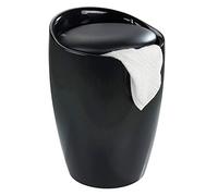 Yellowshop, Cesto Portabiancheria e Sgabello da Bagno in Plastica ABS, Modello Kel, Ø 36 x H50,5 cm, Nero