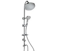 Yellowshop - Colonna Doccia Con Soffione Orientabile Rotondo Cm 20 x 20 E Set Asta Saliscendi Completa Miscelatore Rubinetto Con Doccetta Bagno Box Modello Elba