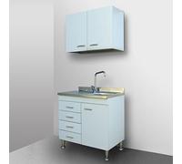 Yellowshop | Cucina componibile cm 80 Modello Basic Bianco con cassettiera lavello e scolapiatti (Versione SX)