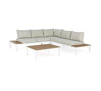 Yellowshop - ELLY Set salotto angolare giardino 5 posti con cuscini sfoderabili e tavolino in alluminio Antracite o Bianco, arredare spazi outdoor, design moderno, ambiente rilassante. (Bianco)