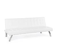 DIVANO LETTO IN SIMILPELLE VINTAGE IMBOTTITO MODERNO CM 180X82XH73 FORBES BIANCO