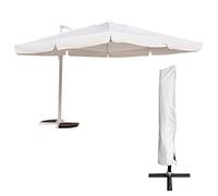 Yellowshop, Garda, Ombrellone da Giardino Decentrato in Alluminio con Telo Anti-UV, Bianco, 3x3 m