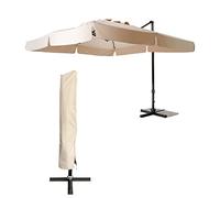 OMBRELLONE E SACCA GIARDINO PISCINA 3X3 ALLUMINIO DECENTRATO GAZEBO GARDA BEIGE