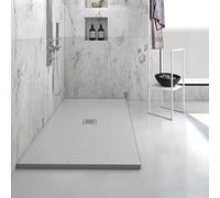 Yellowshop - HEAVY Piatto doccia rettangolare in marmoresina base 70 cm h 2,5 cm Grigio con sifone, piletta e copripiletta inox (cm 70x100)