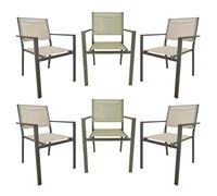 Yellowshop - HILDE HILL Set 6 sedie da giardino esterni con braccioli struttura in alluminio e textilene Antracite, Bianco o Coffee (Coffee)