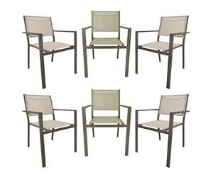 Yellowshop - HILDE HILL Set 6 sedie da giardino esterni con braccioli struttura in alluminio e textilene Antracite, Bianco o Coffee (Coffee)