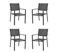 Yellowshop - HILL Set 4 sedie da giardino esterni con braccioli struttura in alluminio e textilene Antracite, Bianco o Coffee (Antracite)