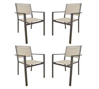 Yellowshop - HILL Set 4 sedie da giardino esterni con braccioli struttura in alluminio e textilene Antracite, Bianco o Coffee (Coffee)