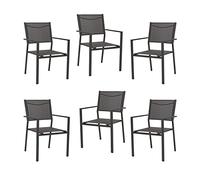 Yellowshop - HILL Set 6 sedie da giardino esterni con braccioli struttura in alluminio e textilene Antracite, Bianco o Coffee (Antracite)