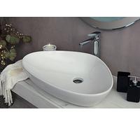Yellowshop - Lavabo Da Appoggio Cm 67 x 44 Bacinella Lavandino Lavello In Ceramica Bianco Sanitari Bagno Design Moderno Modello Jazz
