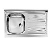 LAVELLO APPOGGIO CUCINA 1 VASCA SX 80X50 CM ACCIAIO INOX MONDIAL SCARICO INCLUSO