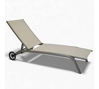 Yellowshop - Lettino Prendisole in Alluminio e Textilene Elly, Reclinabile 5 Posizioni, con Ruote, Impilabile - Lettino da Giardino, Piscina, Mare, Coffee