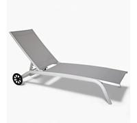 Yellowshop - Lettino Prendisole in Alluminio e Textilene Elly, Reclinabile 5 Posizioni, con Ruote, Impilabile - Lettino da Giardino, Piscina, Mare, Bianco