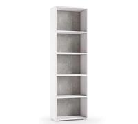 Yellowshop - Libreria Contemporary Moderna con 5 Ripiani Regolabili - Bianco Opaco con Fondo Personalizzabile - Mobile Multiuso per Libri, Ufficio o Salotto - L60xP30xH195 cm (Bianco/Cemento)
